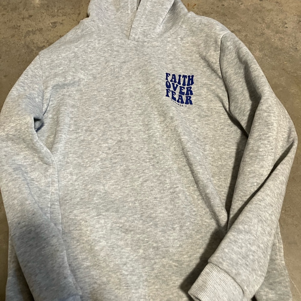 Girls Gray Faith Over Fear Hoodie